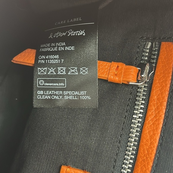 NEW & Other Stories Soft Leather Crossbody Shoulder Bag Orange - Picture 10 of 11